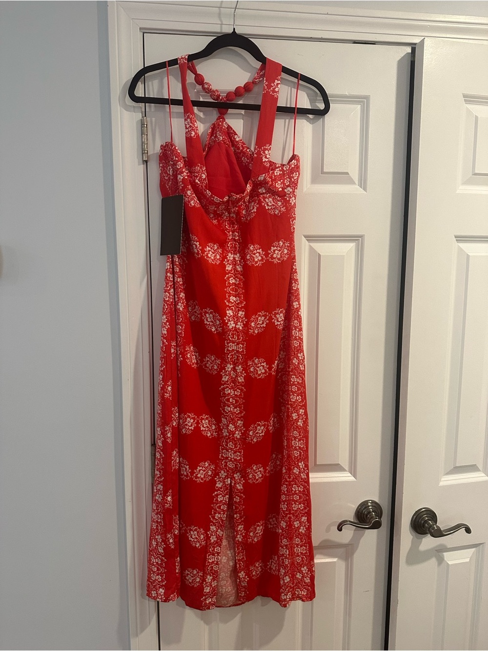Tuckernuck Red Halter Midi Dress with White Print - Picture 3 of 4